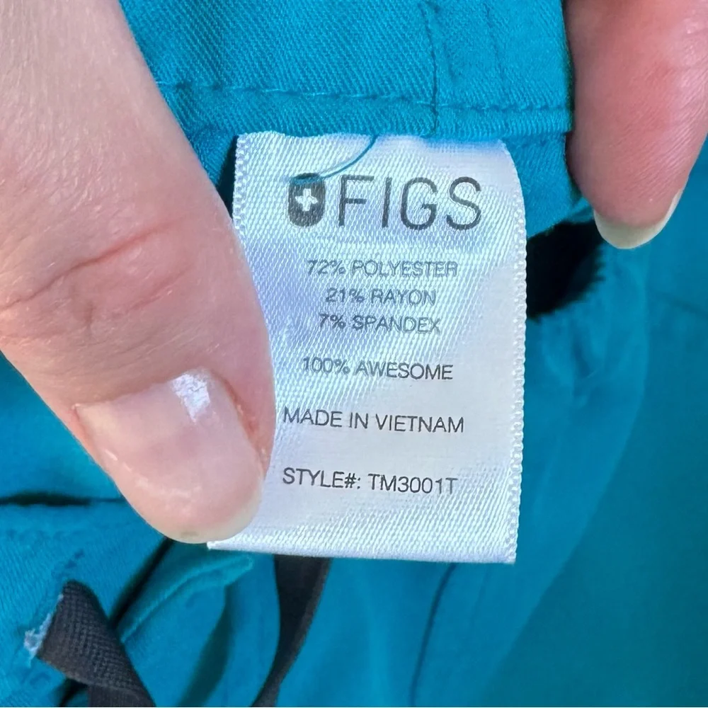 Figs Cairo scrub pants teal men’s straight leg cargo size XL tall